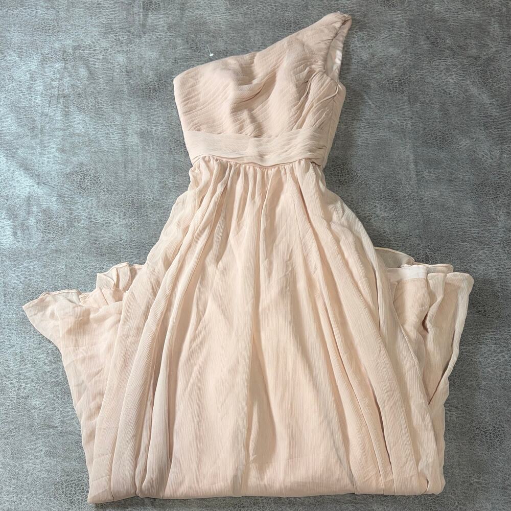 Pink Blush One Shoulder Gathered Maxi Gown